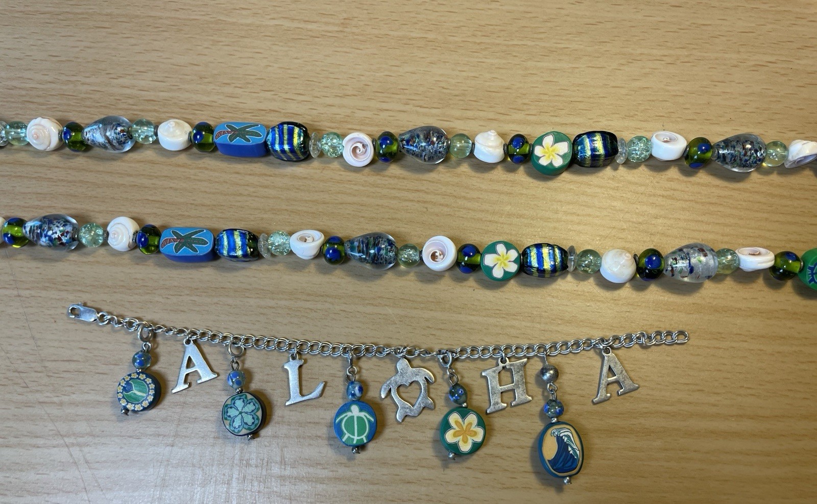 ALOHA 1-of-a-kind Crystal, Shell and Fimo Clay Necklace & Bracelet Kona Village