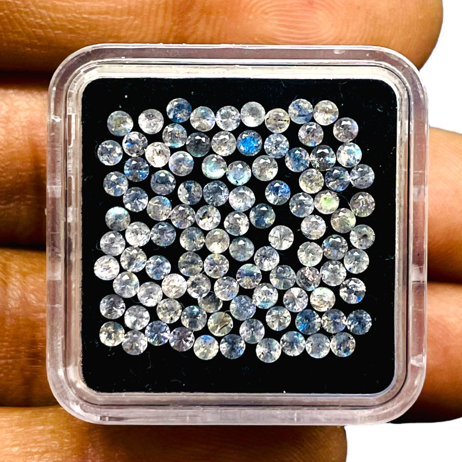 100 Pcs Natural Labradorite 2mm Round Diamond Cut Calibrated Loose Gemstones Lot