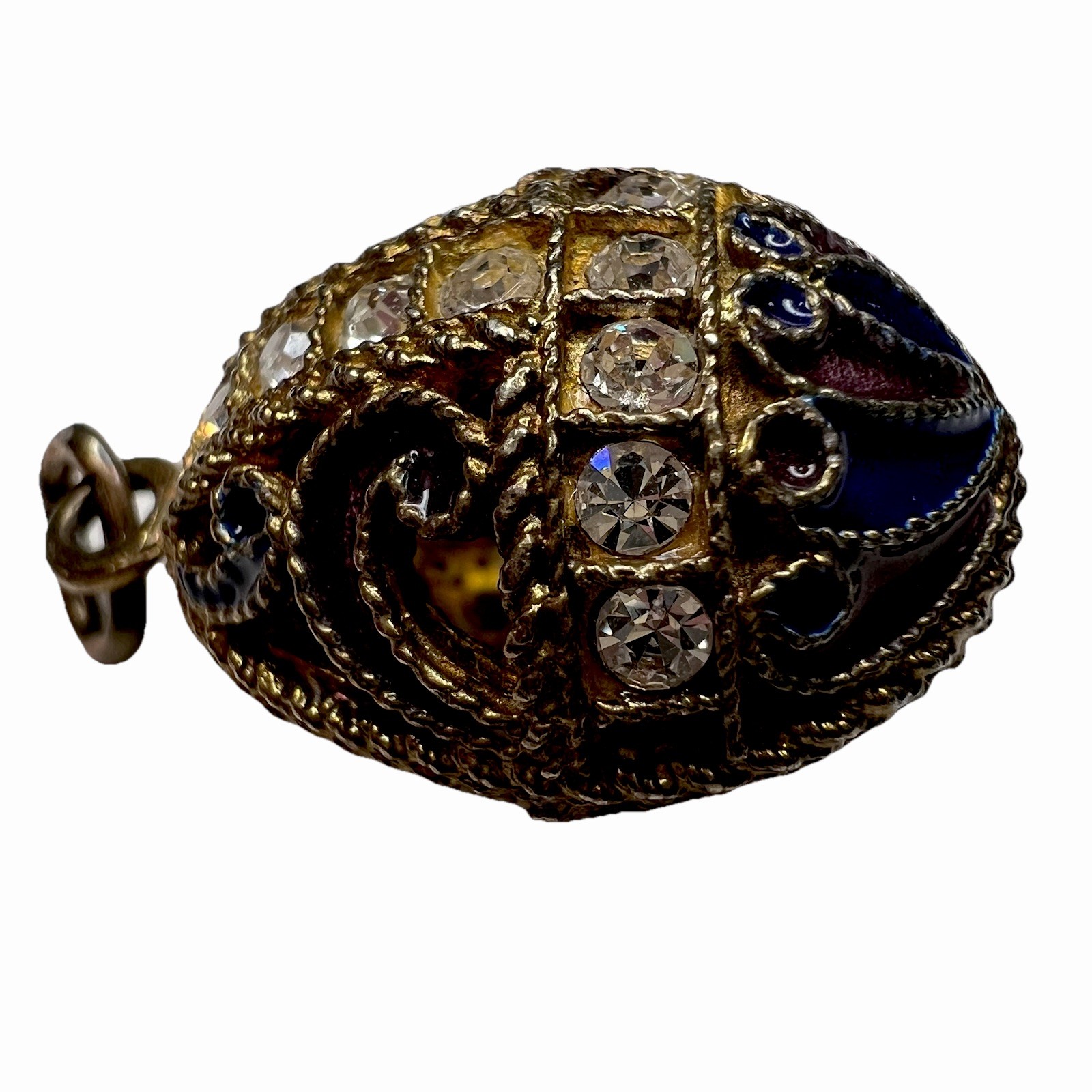 Enamel Paste Glass Egg Charm Pendant Blue Purple