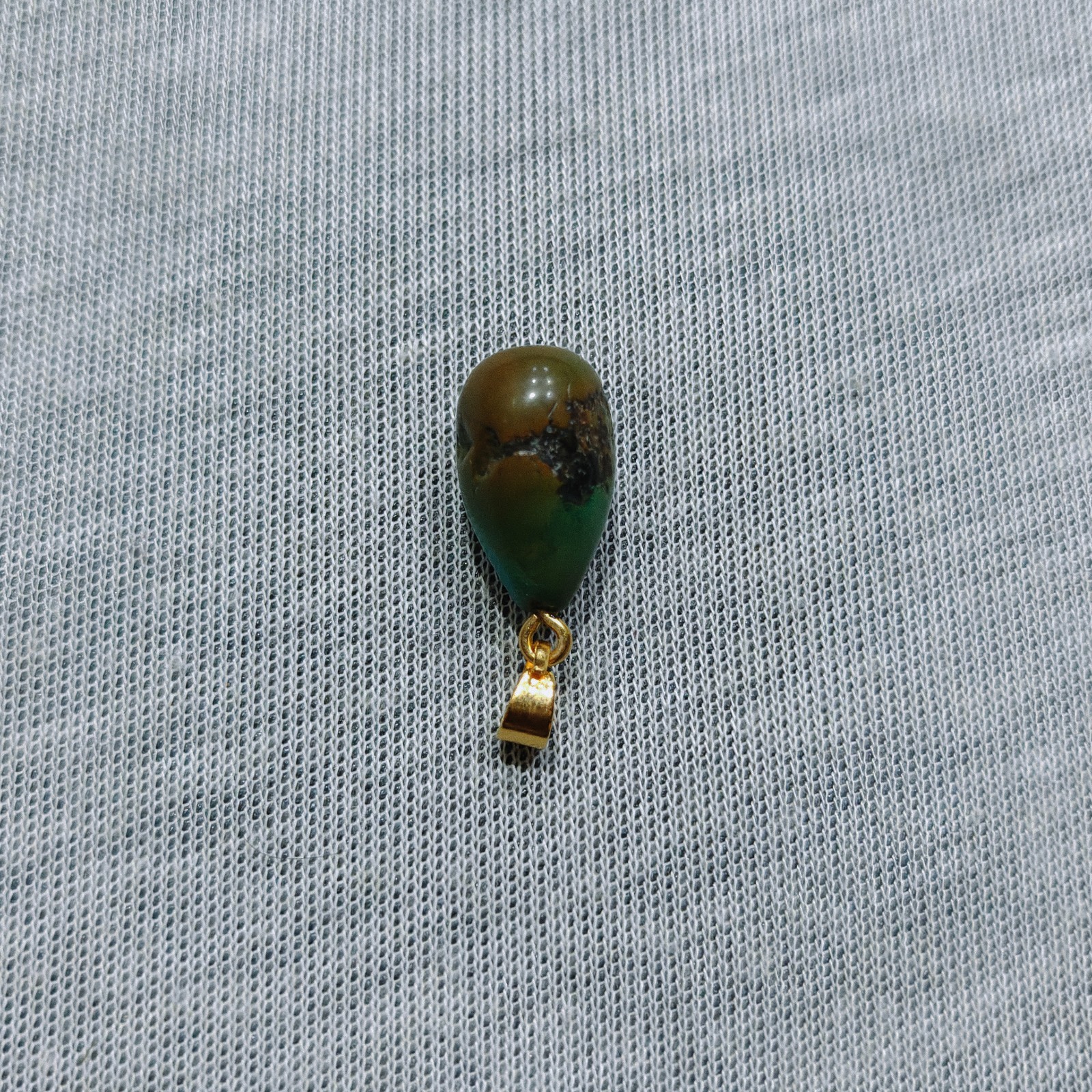 Natural Tibet Turquoise Teardrop Beads Brass Pendant Handmade Tribal Boho Gift
