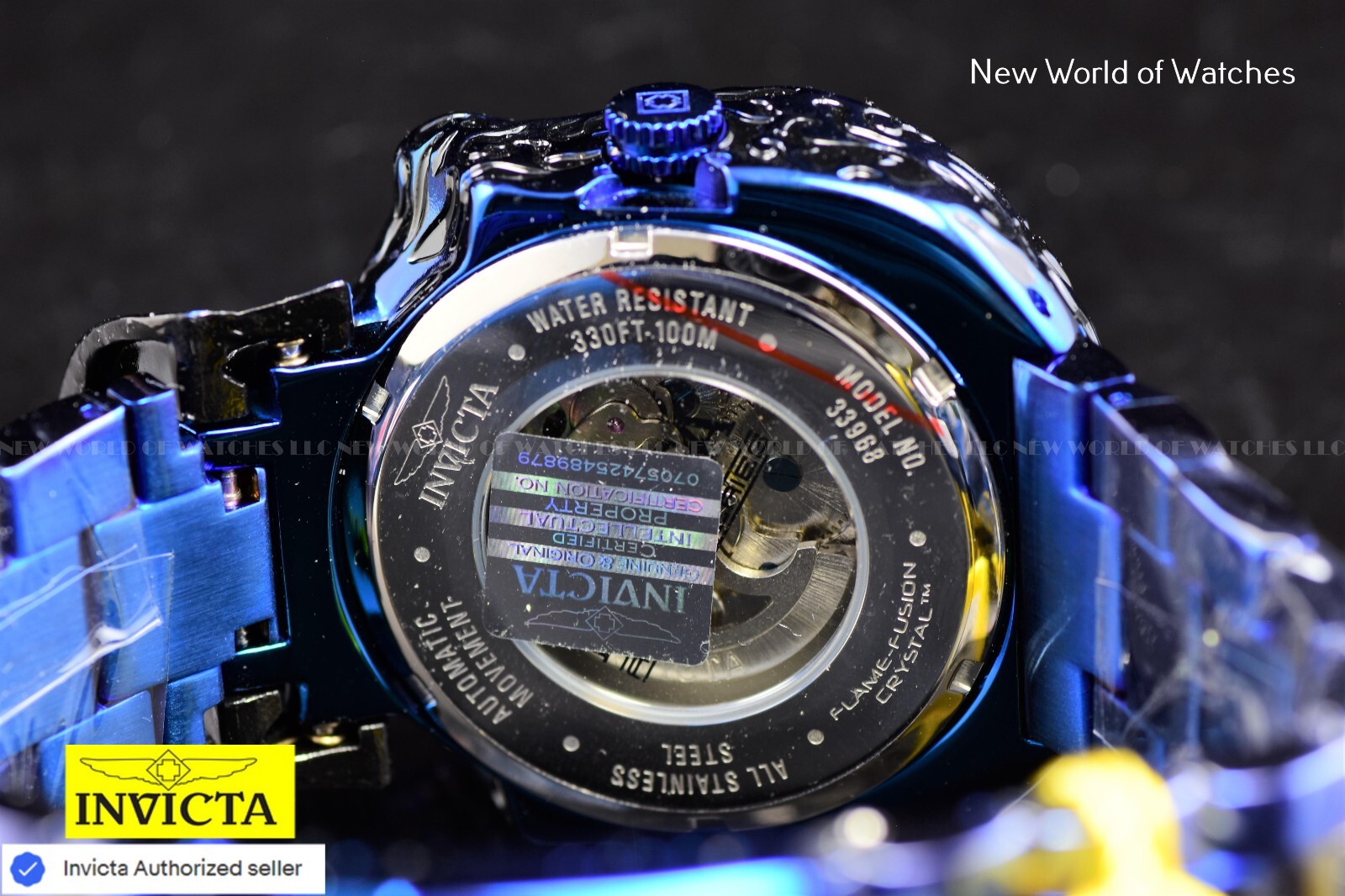 Invicta Artist Skull Automatic Skeletonized Stainless Steel Blue Men Watch 33968
