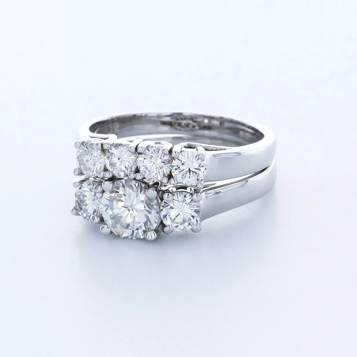 14K Gold Engagement Ring Set Trellis 1.80 Carat Round Lab-Grown Diamond E VS1