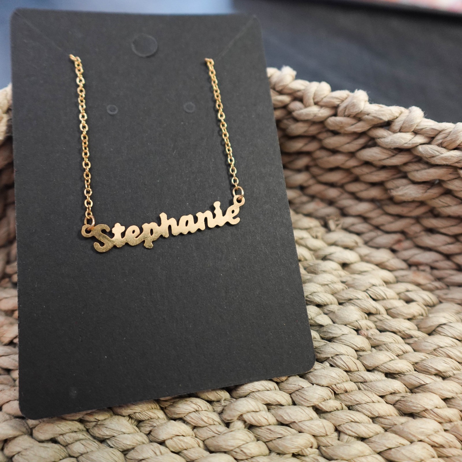 Stephanie 14″ Personalized Choker Necklace Gold Tone Dainty Delicate Name Gift