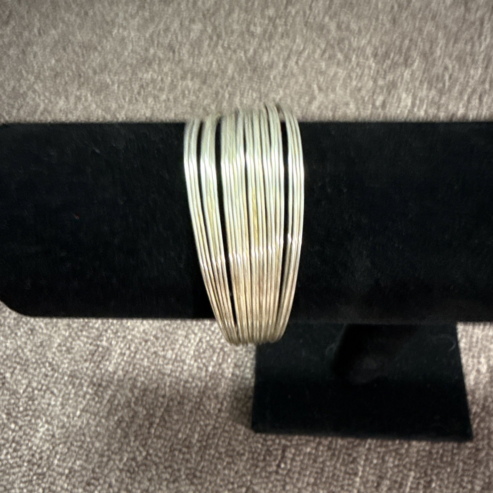 925 Sterling Silver Multi-Wire Cuff Bracelet Signed Sizable No Stone