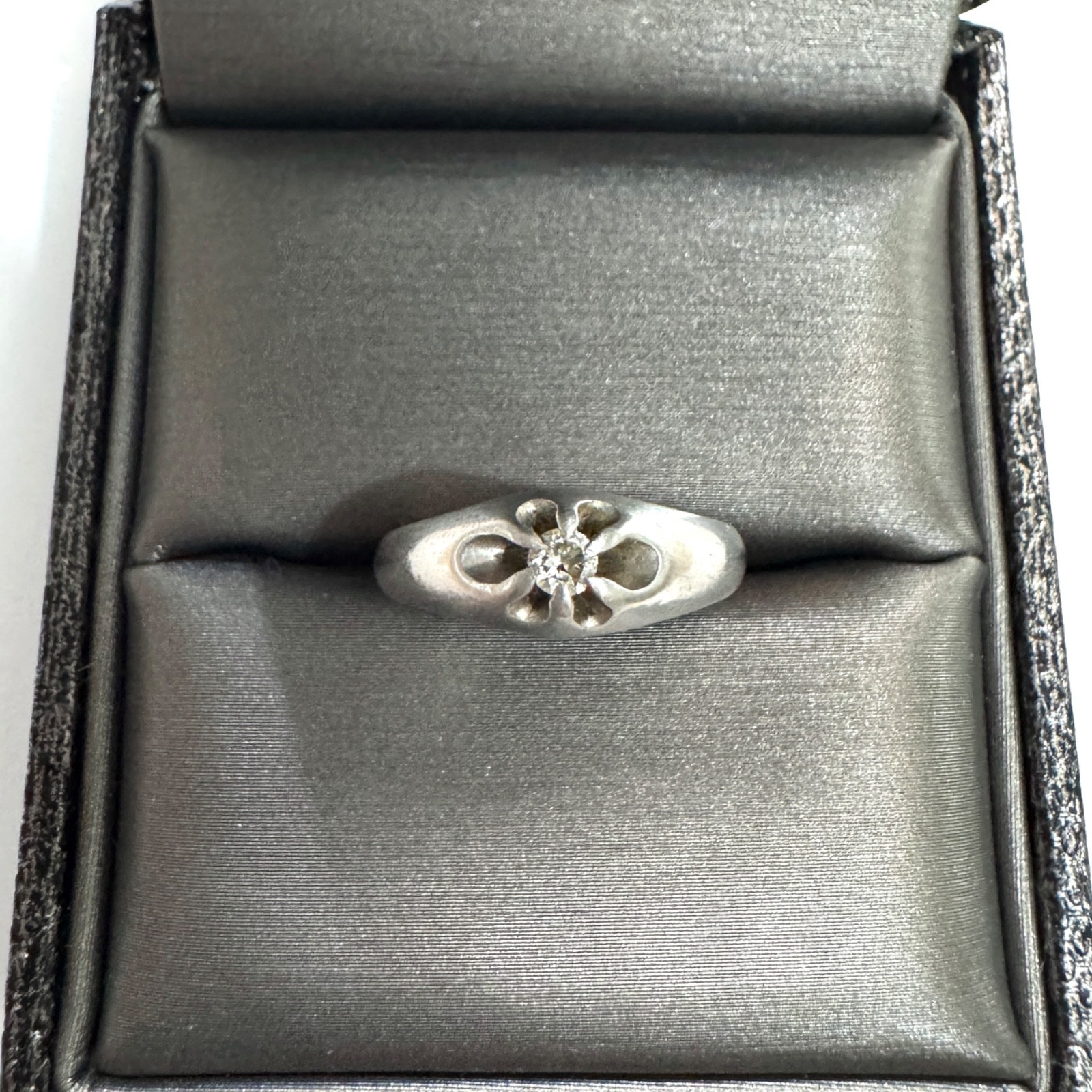 1940s Natural Transition Cut Diamond Solid Palladium MCM Buttercup Dome Ring