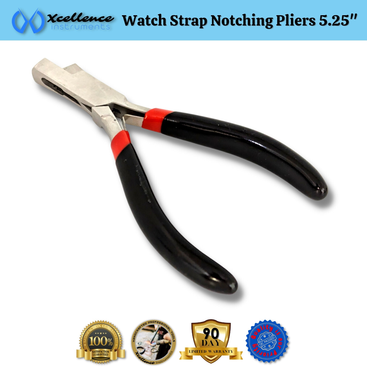 Xcellence Leather & Rubber Watch Strap Notching Pliers Repair Tools 5.25″ Black