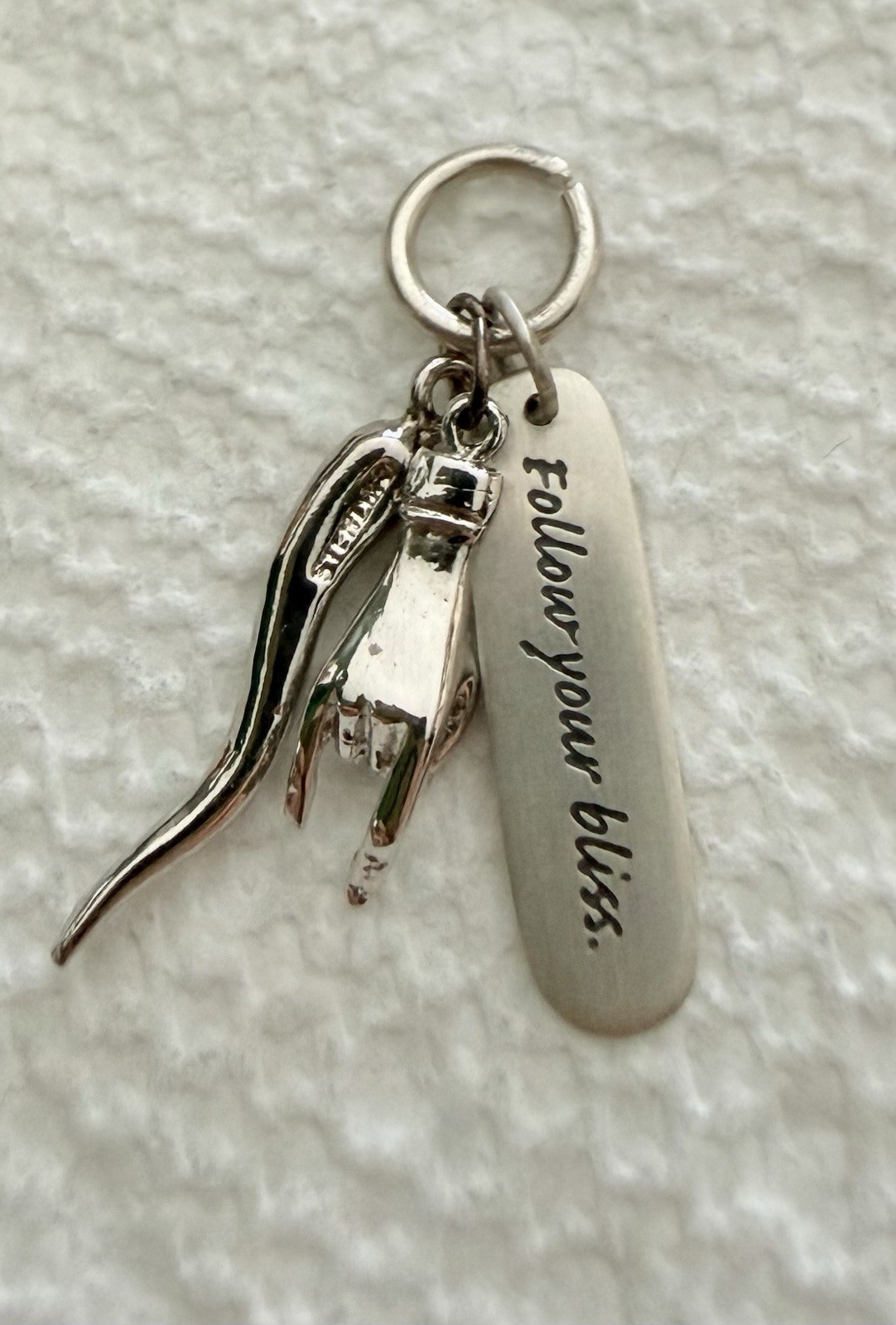 Vintage 3 Charm Sterling Silver 925 Italian Horn / Hand / Bliss Pendant