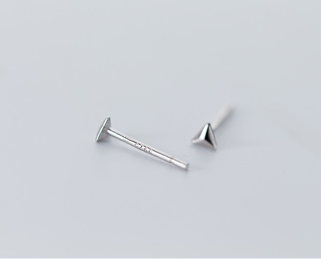 3mm 925 Sterling Silver Square Triangle Tiny Rivets Post Stud Earrings Gift PE18