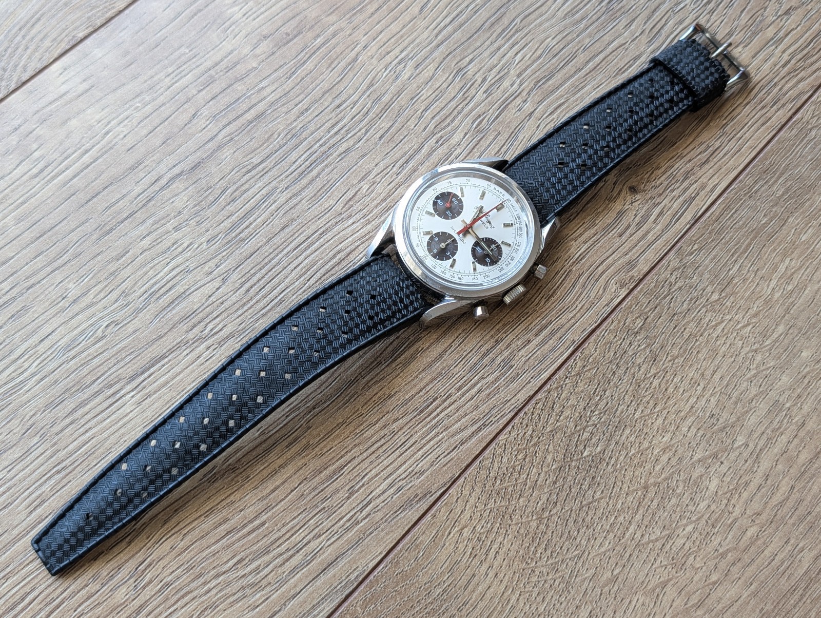 Vintage Paul Peugeot Three-Register Chronograph w/Warm Patina,Valjoux 7736 Mvmt