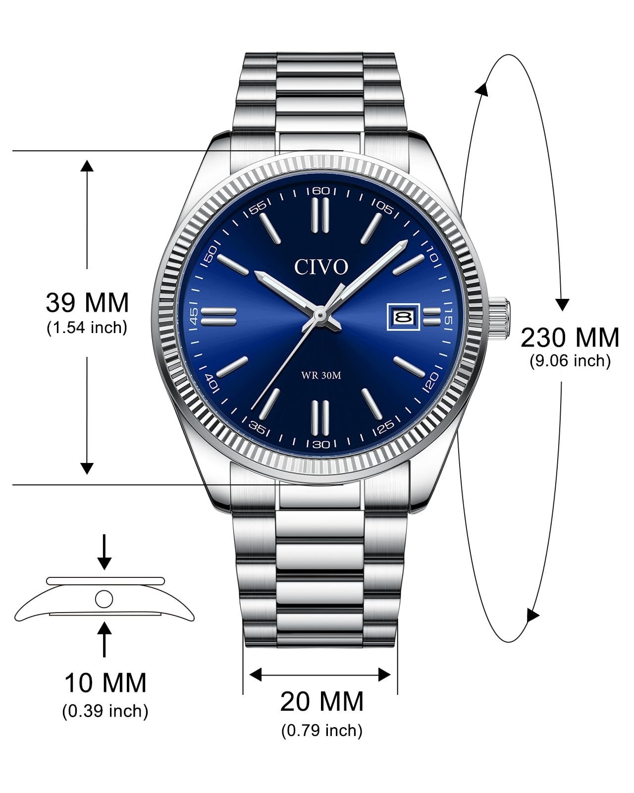 Stylish Analog Men’s Watch – Silver Wristwatch with Date Display, Easy to Read