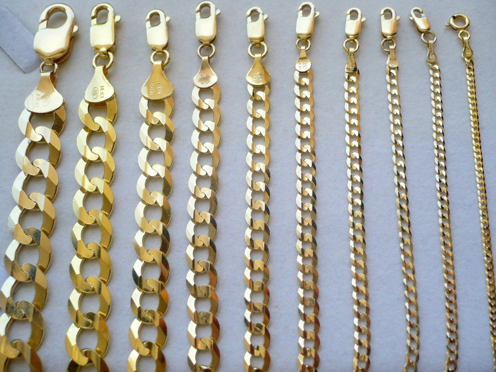 2mm – 9.5mm SOLID 14K GOLD MEN’S WOMEN’S CUBAN LINK CHAIN NECKLACE 16″ TO 30″