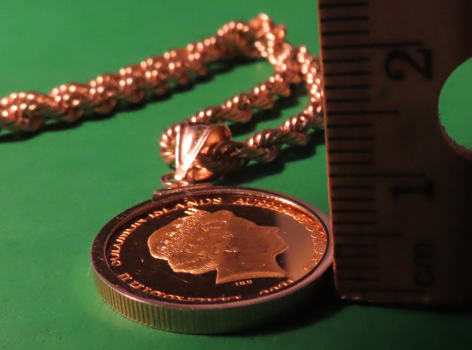 2021 Solomon Islands 1/4oz 24K Gold Coin Pendant & 1.3oz Solid Gold Rope Chain
