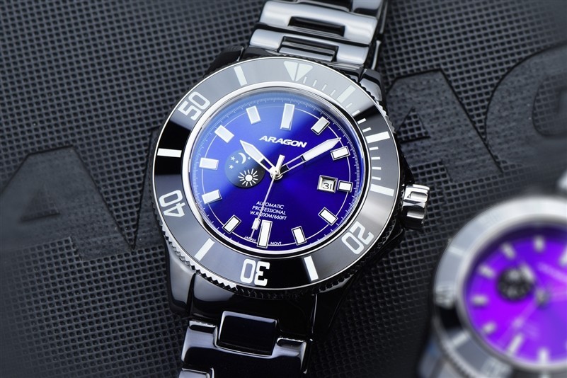 ARAGON Hercules Ceramic 44m Blue Dial Watch 8217