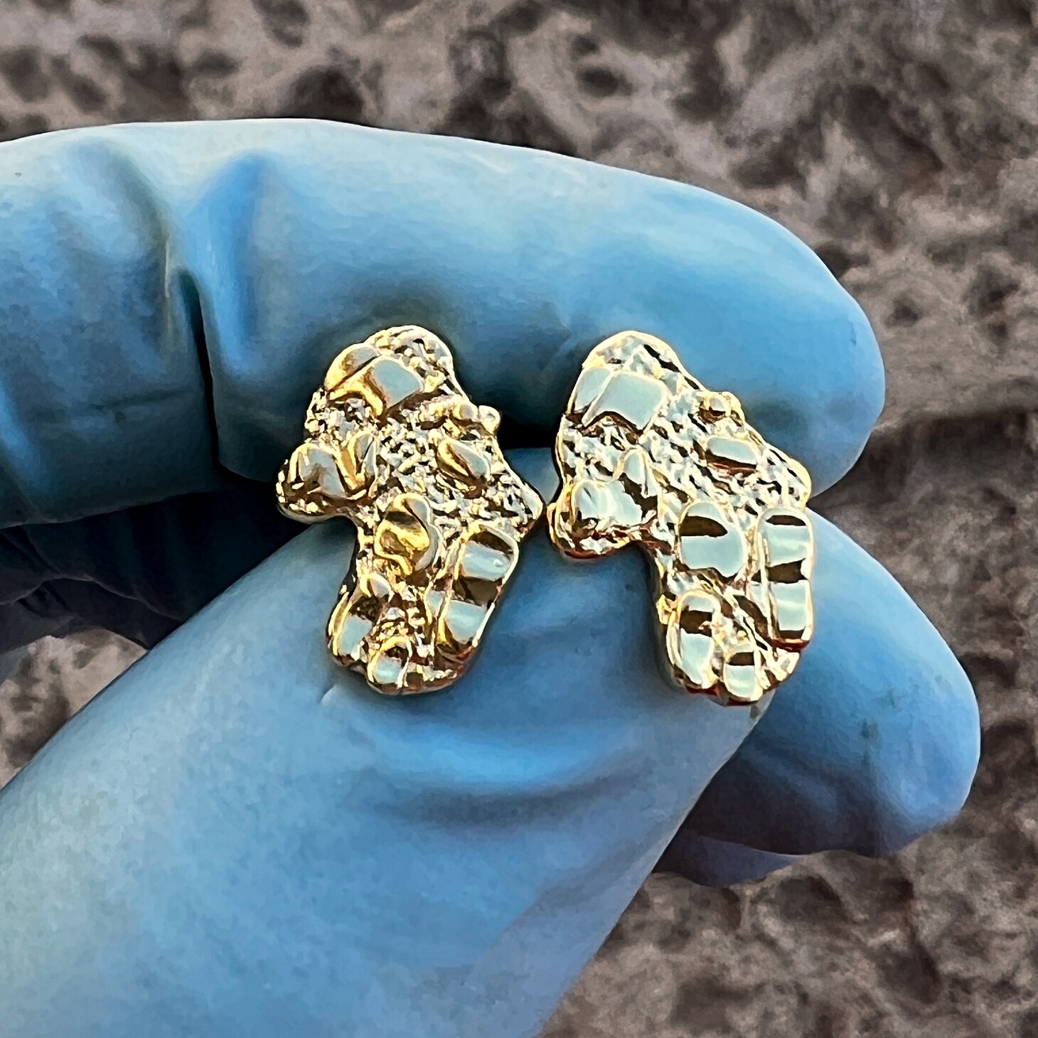 14k Gold Plated Nugget Hiphop Earrings Butterfly Push Back Mens and Womens 15MM