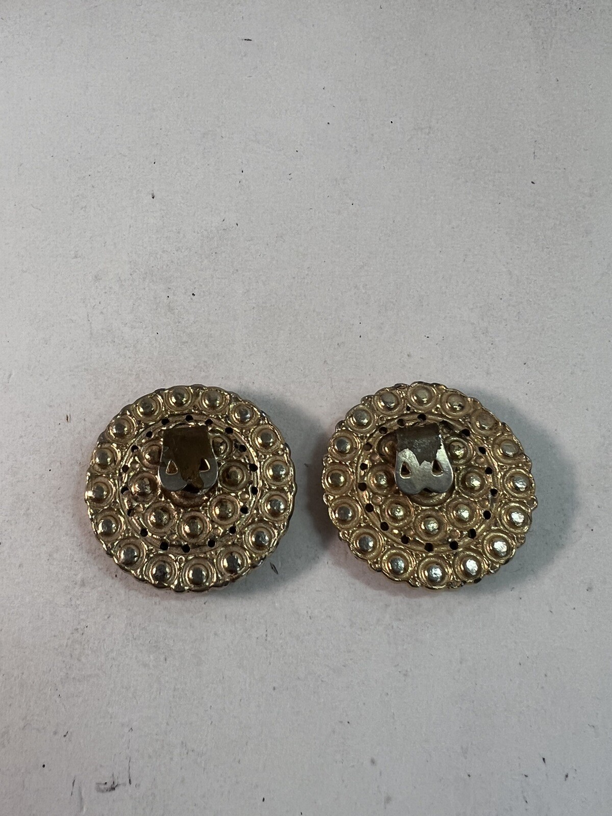 Vintage Gold Tone Crest Shield Crown Eagle Statement Shoe Clips