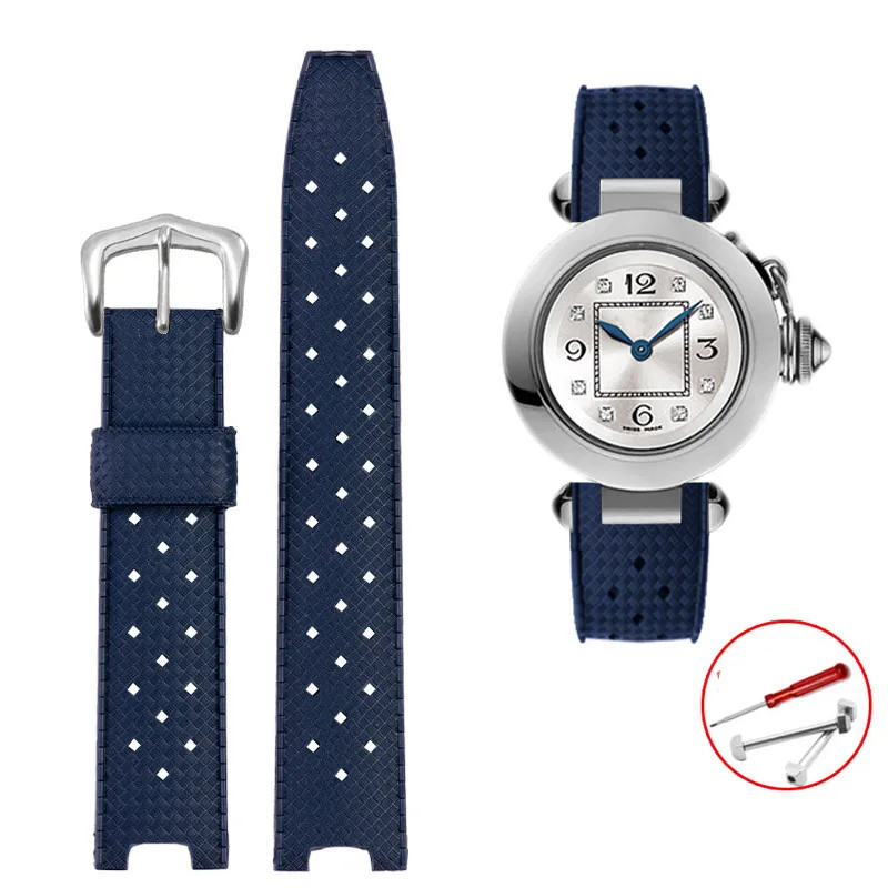 20*10 20*12 20*15mm Rubber Watchband Strap for Cartier Pasha Series Bracelet
