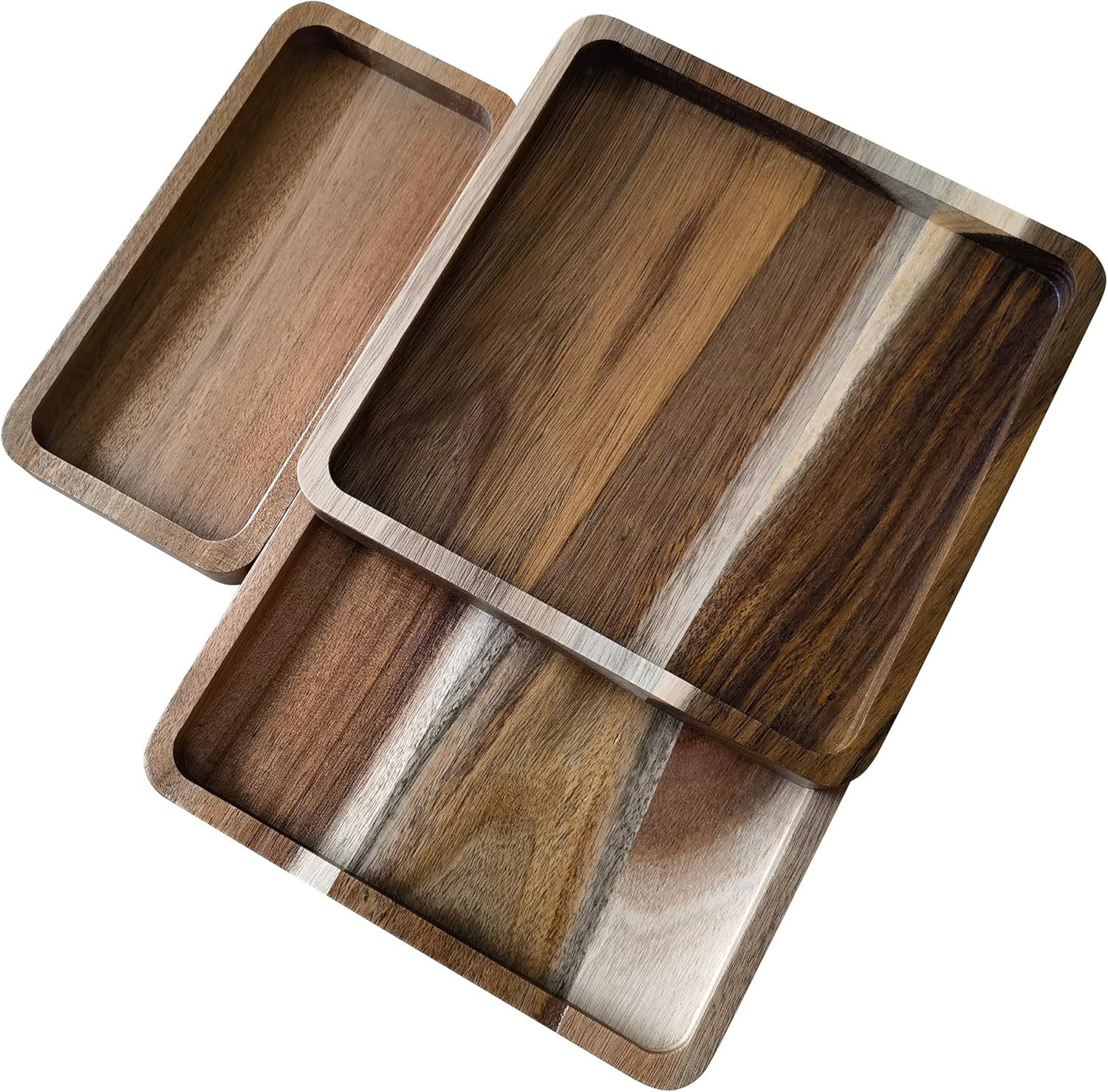Acacia Wooden Valet Tray for Men,Natural Wood Grain EDC Tray Set Catch All for K