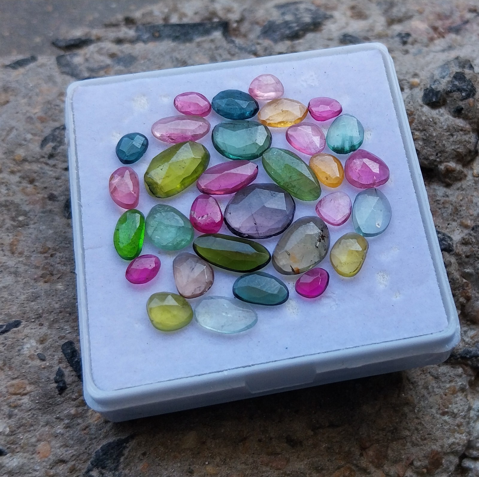 18 Ct 3.5×4.5 to 5×11 MM Natural Multi Color Tourmaline Rose Cut 31 Piece Lot