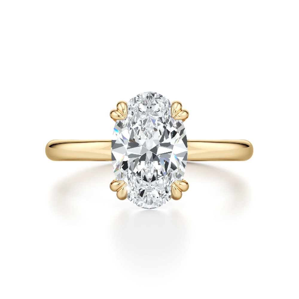 Yellow Gold Womens Wedding Ring 14k Oval 1 Ct IGI GIA Lab Grown Diamond Sizable