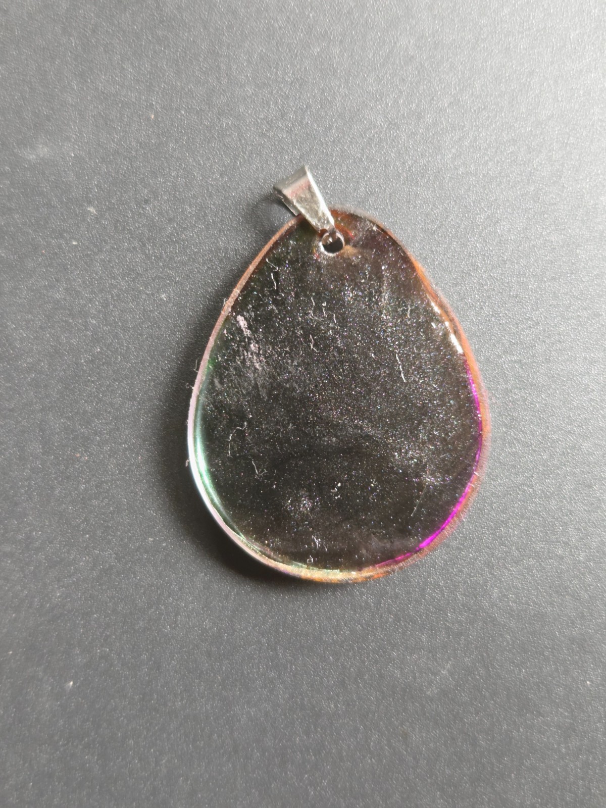 OOAK Aqua Orange Spiral Petri Effect Resin Teardrop Pendant N113