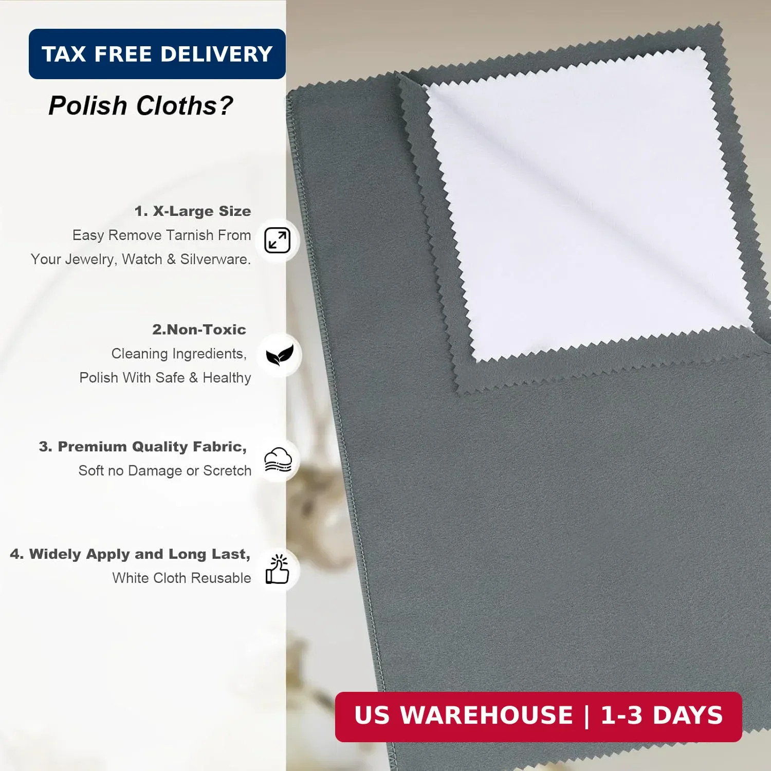 New 2 Pack XL 14×11″ Silver Polishing Cloths Clean 925 Silver Gold Jewelry
