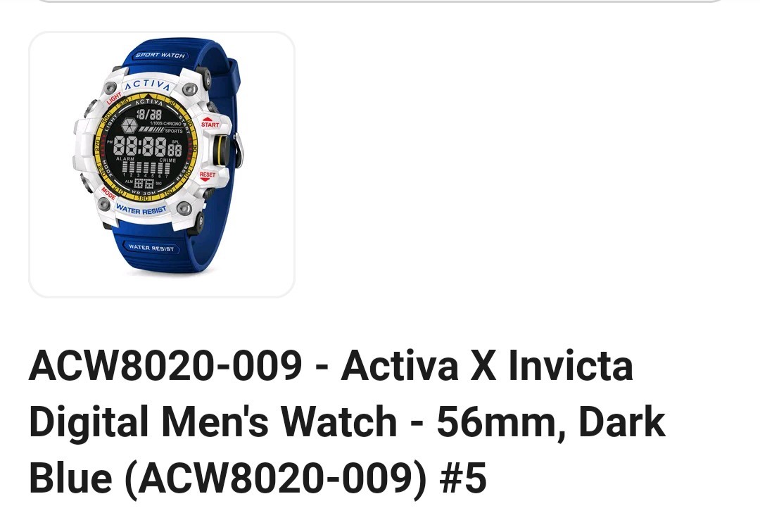 Activa X Invicta Men’s 56mm Quartz Digital Alarm Chrono Backlight 30m