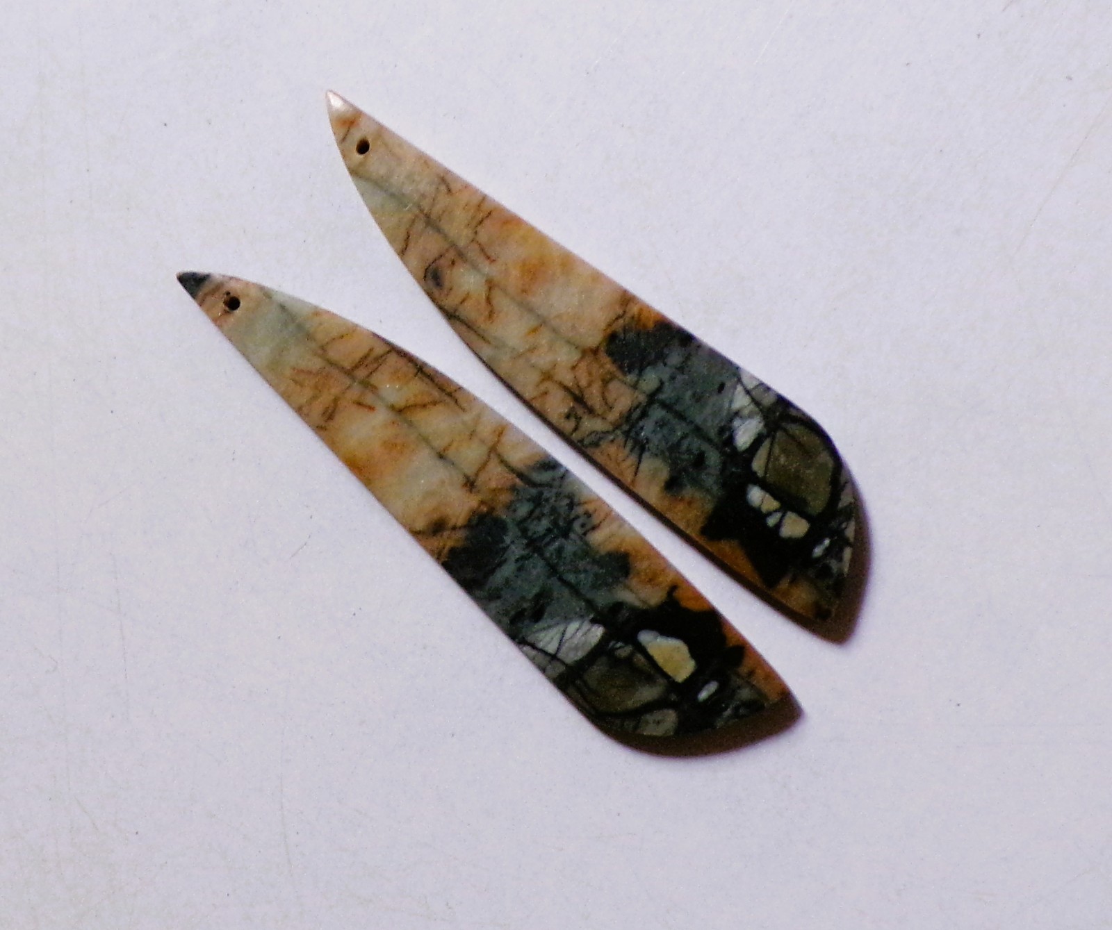 46.35 Cts Natural Picasso Jasper Drilled Cabochon Match Pair Gemstone 56.6X13MM