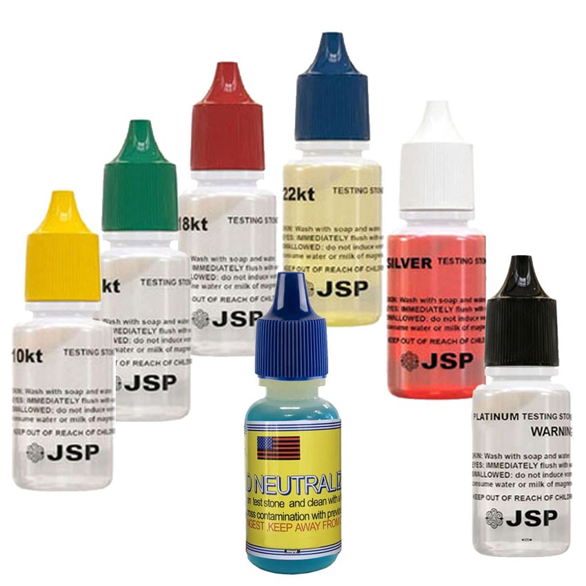 Gold Silver Testing Kit 10K–22K Solutions with Neutralizer & Stone