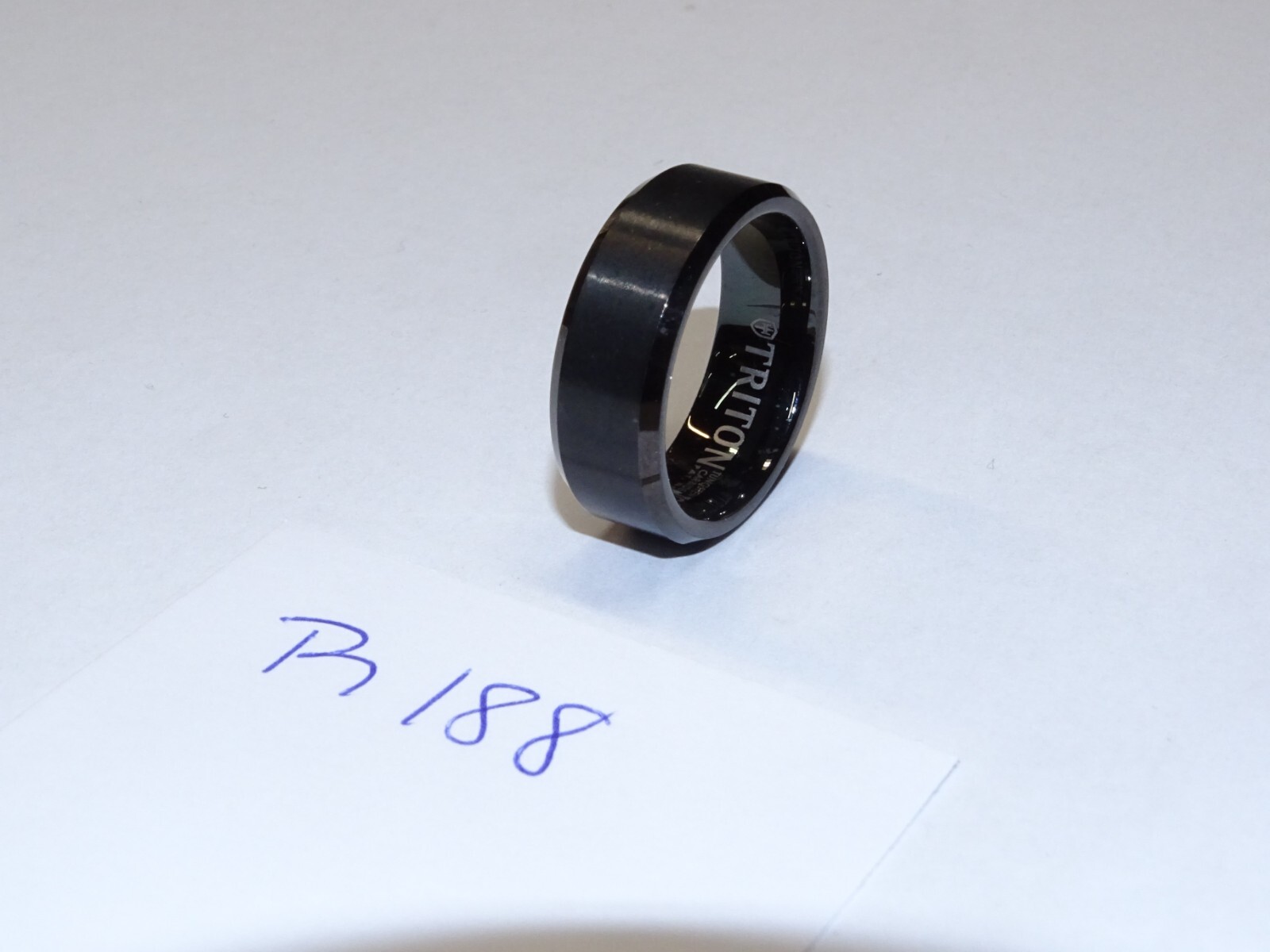 Triton Tungsten Carbide Wedding Ring 8mm Size 9. Polished Black. #R188