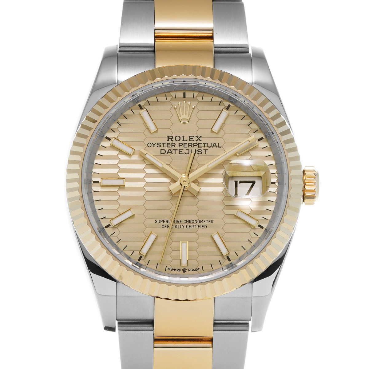 ROLEX Datejust 36 126233 Golden Fluted Motif WATCH 699176