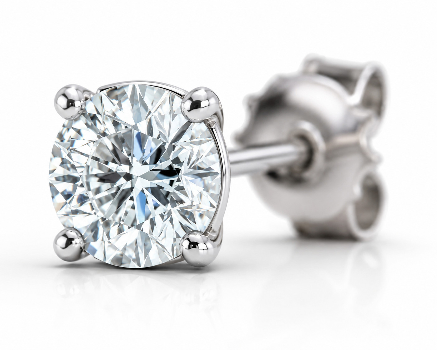 14K White Gold Lab Grown Diamond Stud Earrings Basket Set DEF VS2 0.5-2CT