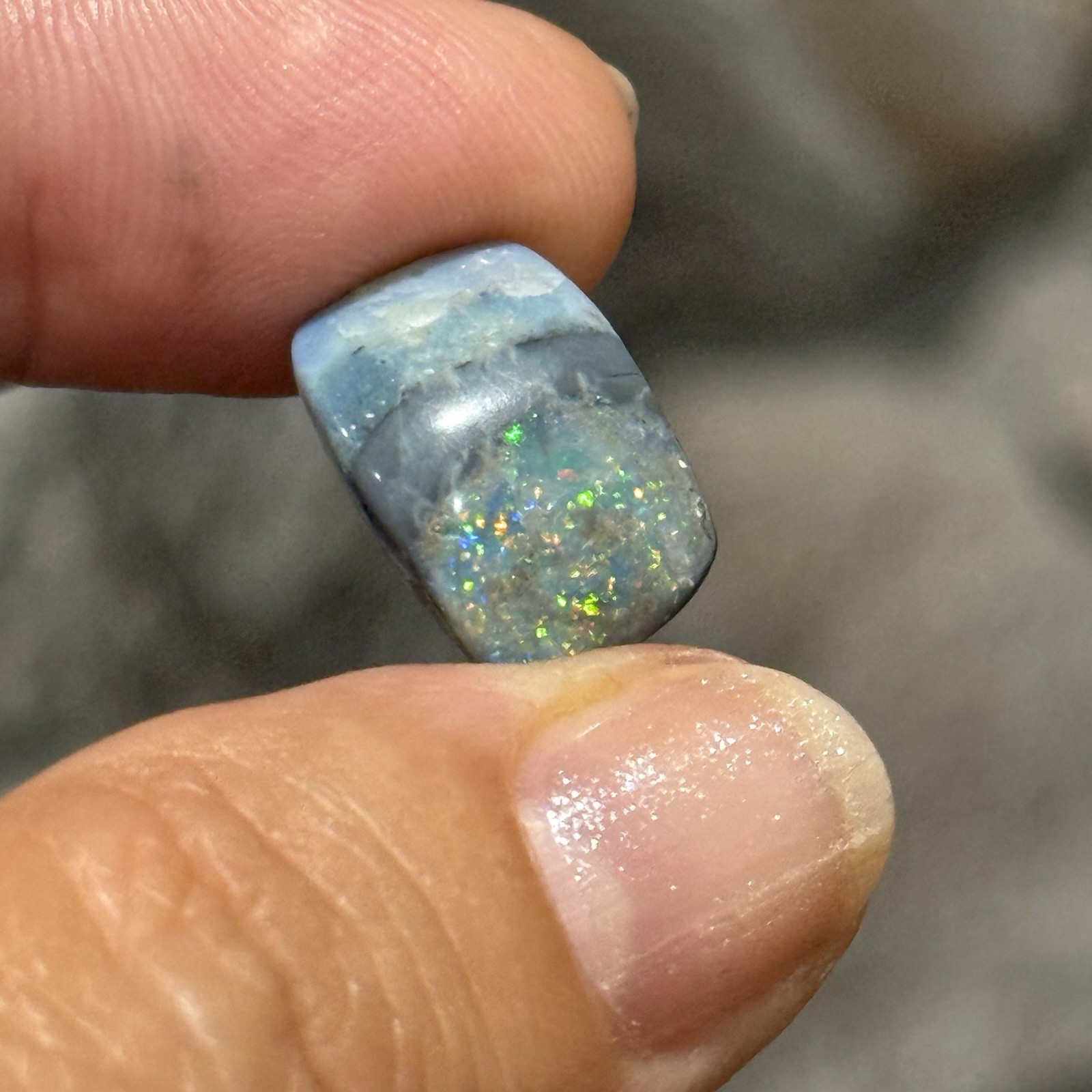 6.6ct 16.3x11x5.4mm Australian Black Mintabie Opal Cabochon Gem Cushion Cut