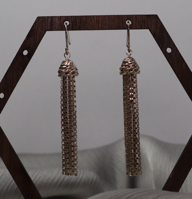Atasay Kuyumculuk Sterling Silver Box Dangle Earrings 8.63G / 2.3in
