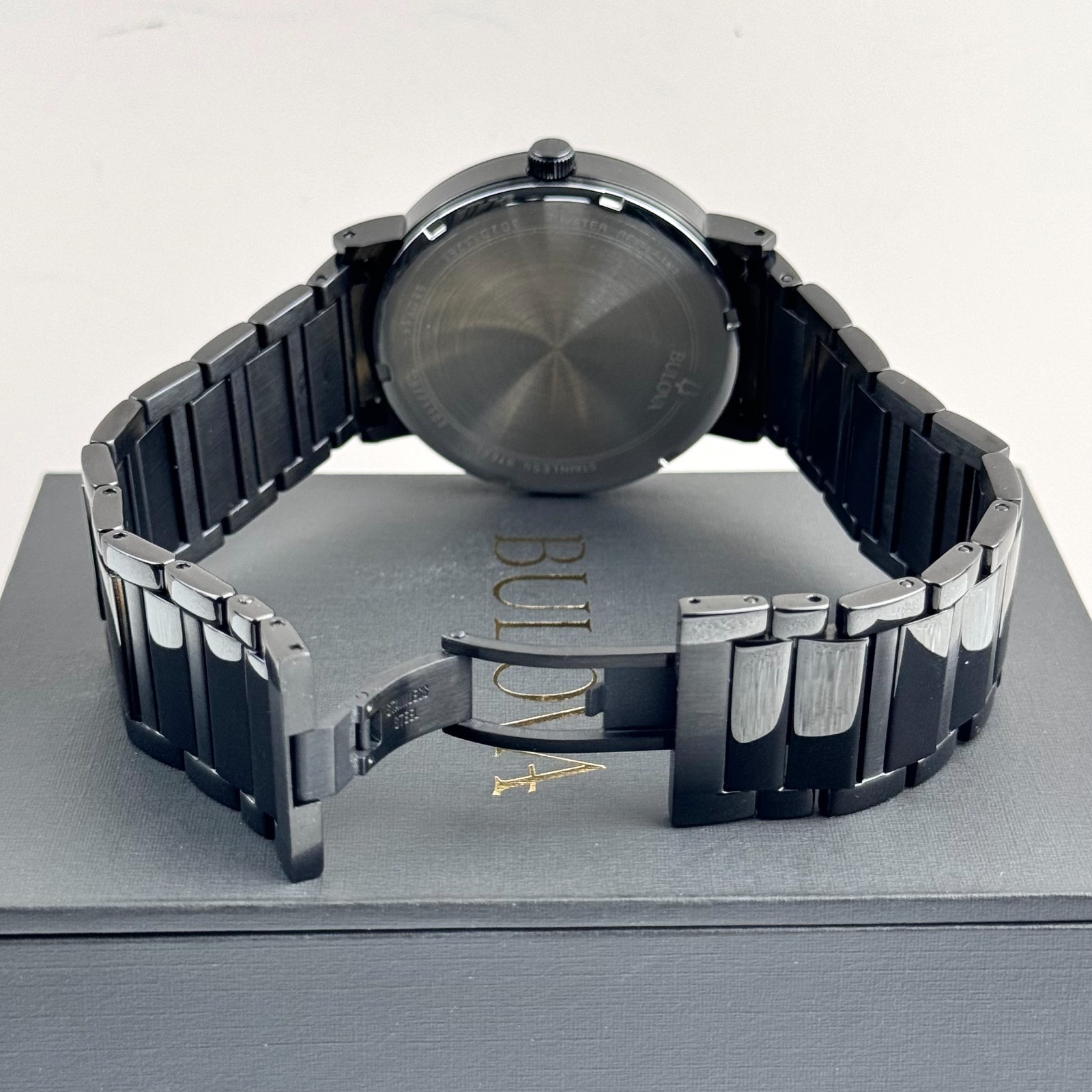 BULOVA Men’s Futuro Modern 98D144 Black Quartz Diamond Calendar Watch 42MM