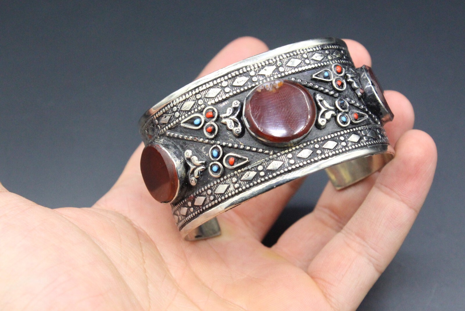 Afghan Cuff Bracelet, Carnelian Stones Cuff Bracelet, Boho Cuff Bracelet #B09