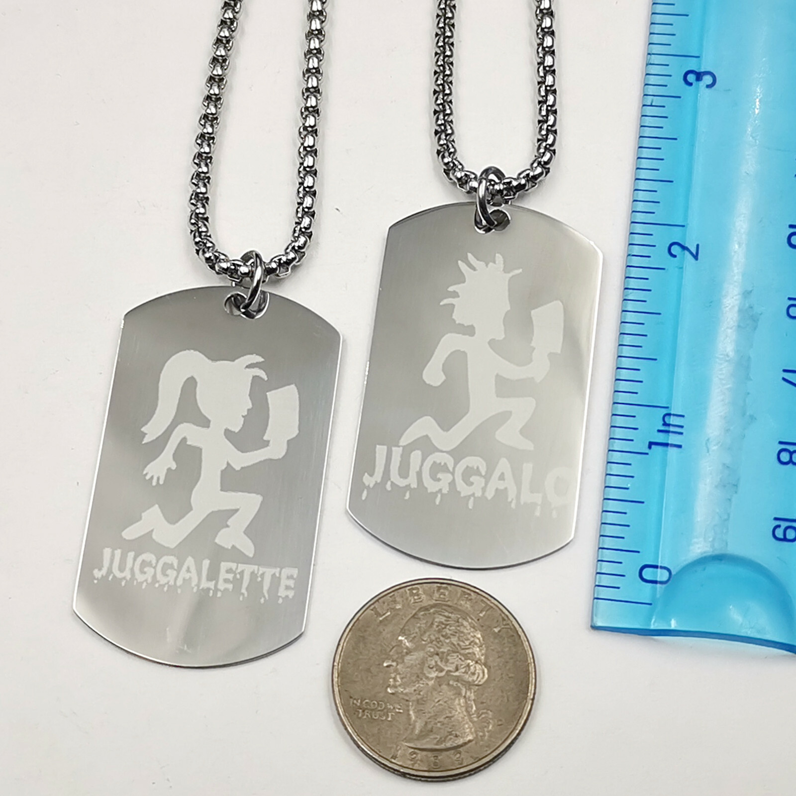JUGGALO JUGGALETTE hatchetman dog tag S.steel pendant necklace 30inch box chain