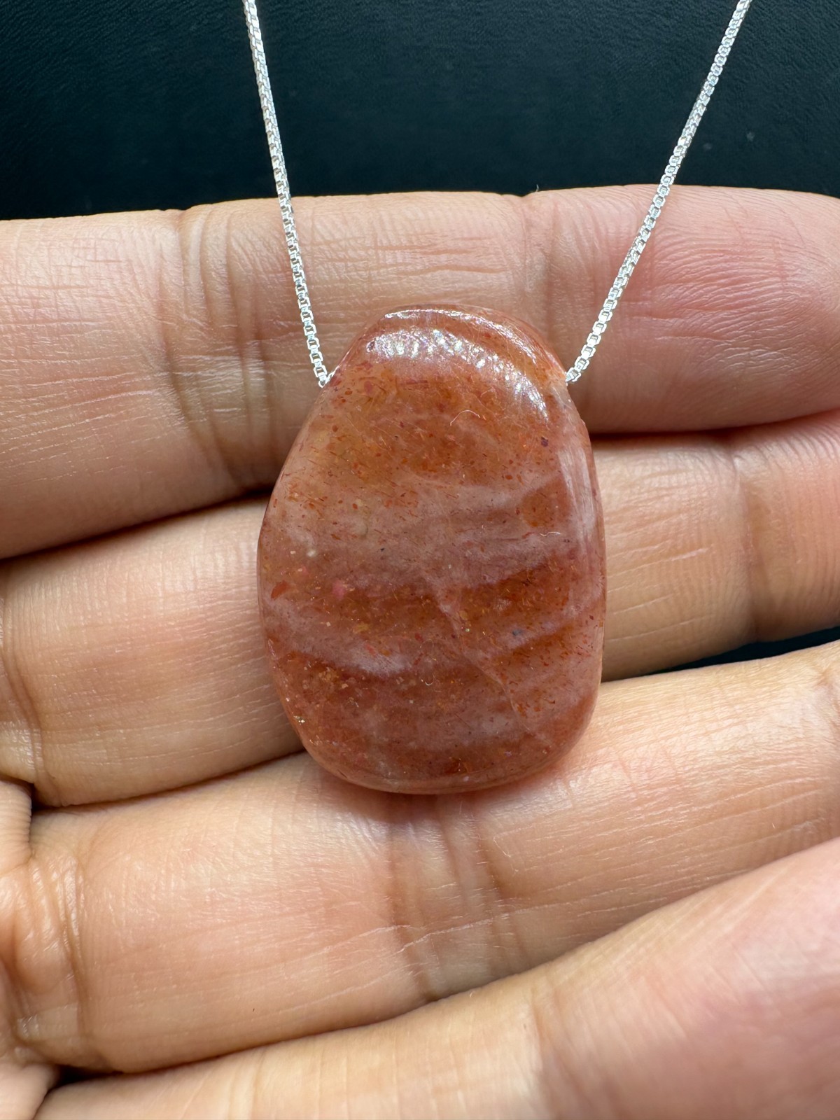 Natural Large Orange Drill Through Sunstone Pendant 44.96 Cts | 28×20.70MM