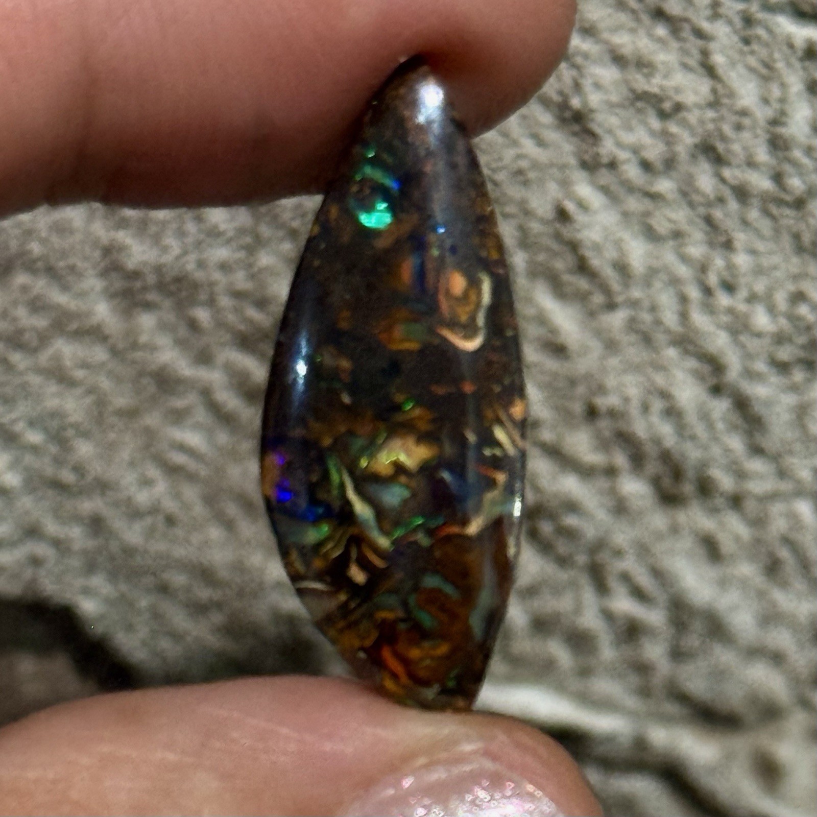 11ct 29×11.4×3.85mm Colorful Australian Koroit Boulder Opal Cabochon Gem