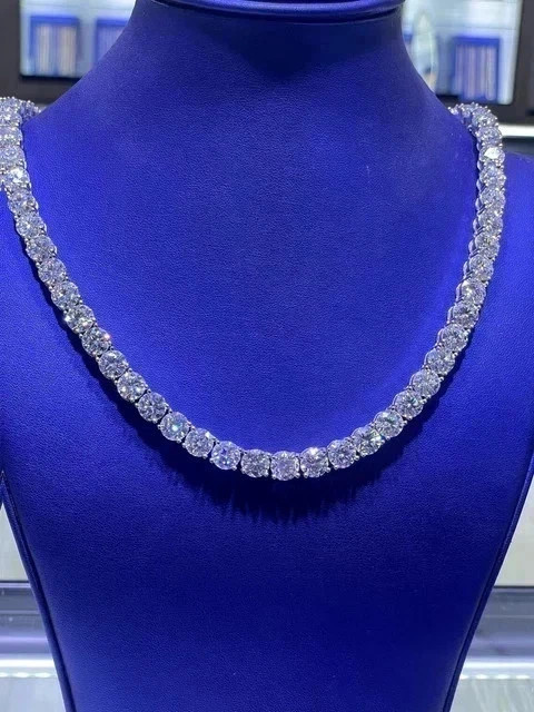 20Ct Round-Cut Lab Created Solitaire Women Tennis Necklace 14K White Gold FN 4mm