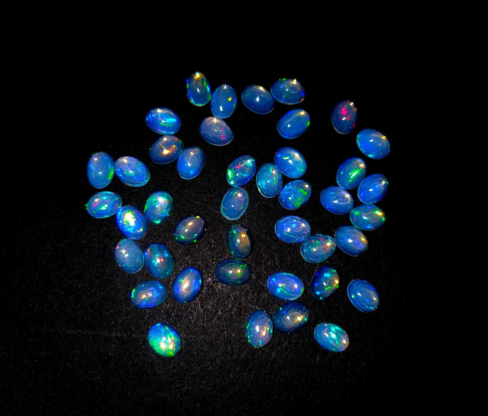 Natural Blue Fire Ethiopian Opal Oval Cabochon Gemstone Lot 13 Pcs 6*8 MM 10 CT