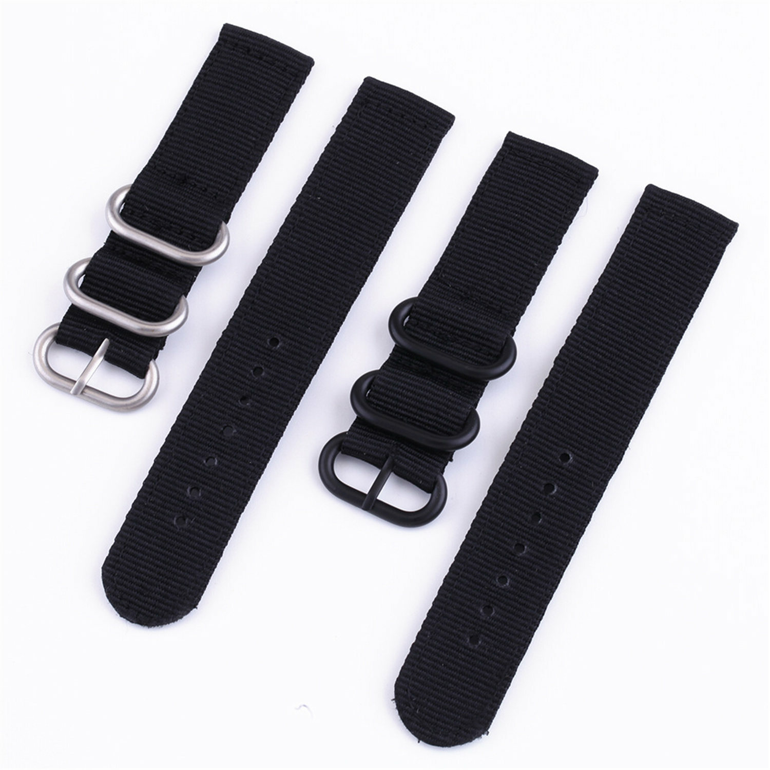Weave Nylon Strap 22mm 18mm 20mm 24mm Wristband Watch Band w Silver Black Buckle