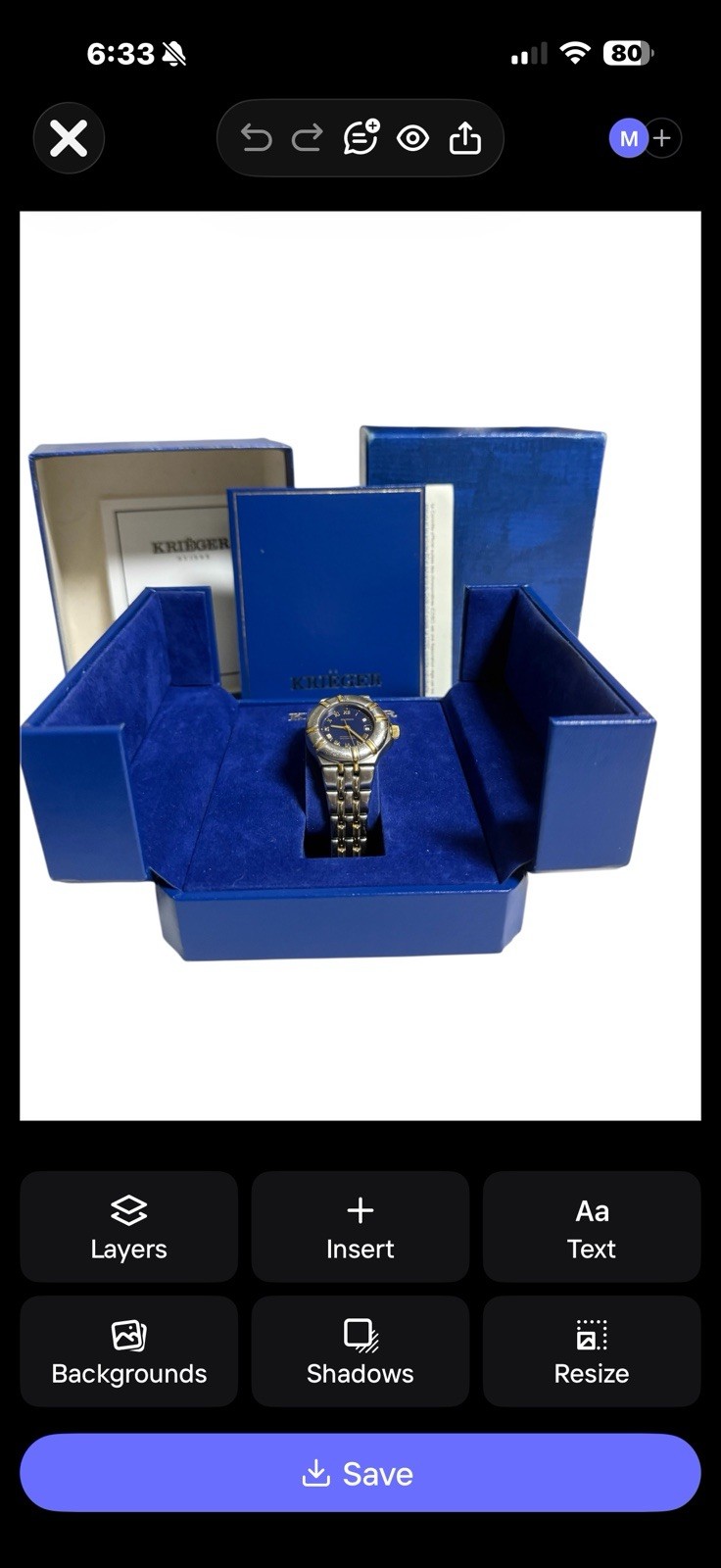 Krieger Quartz Chronometer Watch #4001315 with Box & Certificates