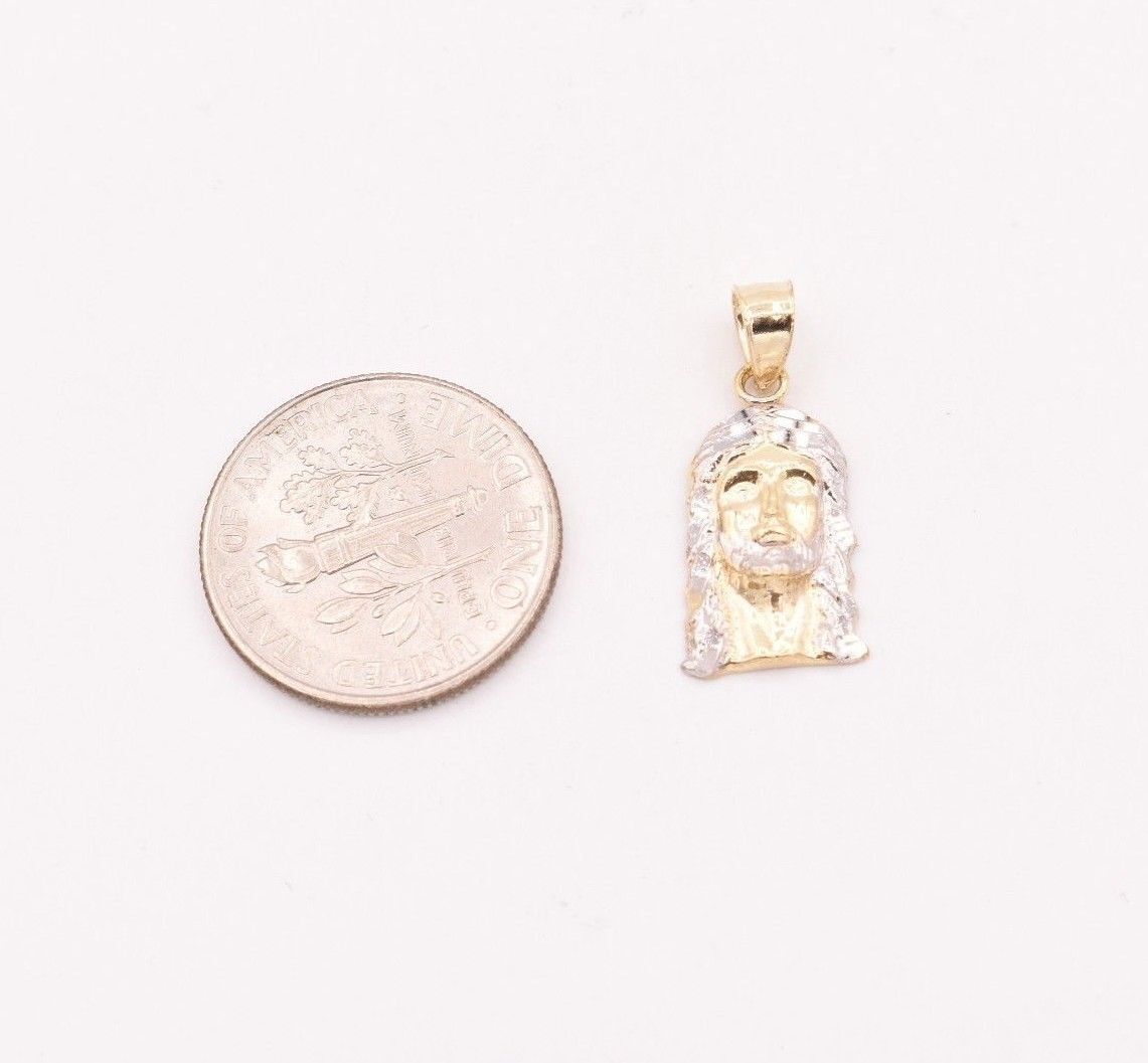 3/4″ Diamond Cut Jesus Head Charm Pendant Real Solid 10K Yellow White Gold