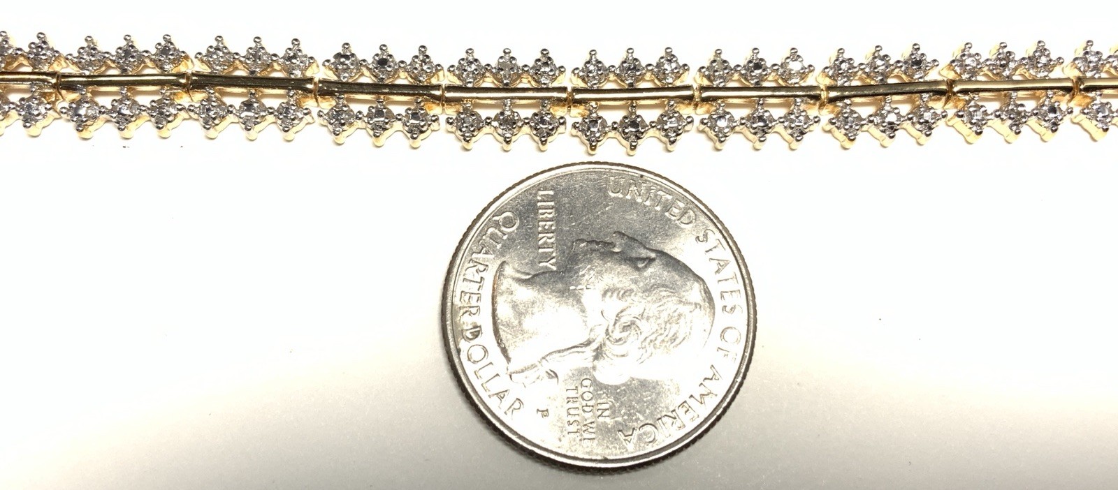 Ross Simons Vermeil Gold over Sterling 925 Diamond Bracelet 7.5-inches LR24