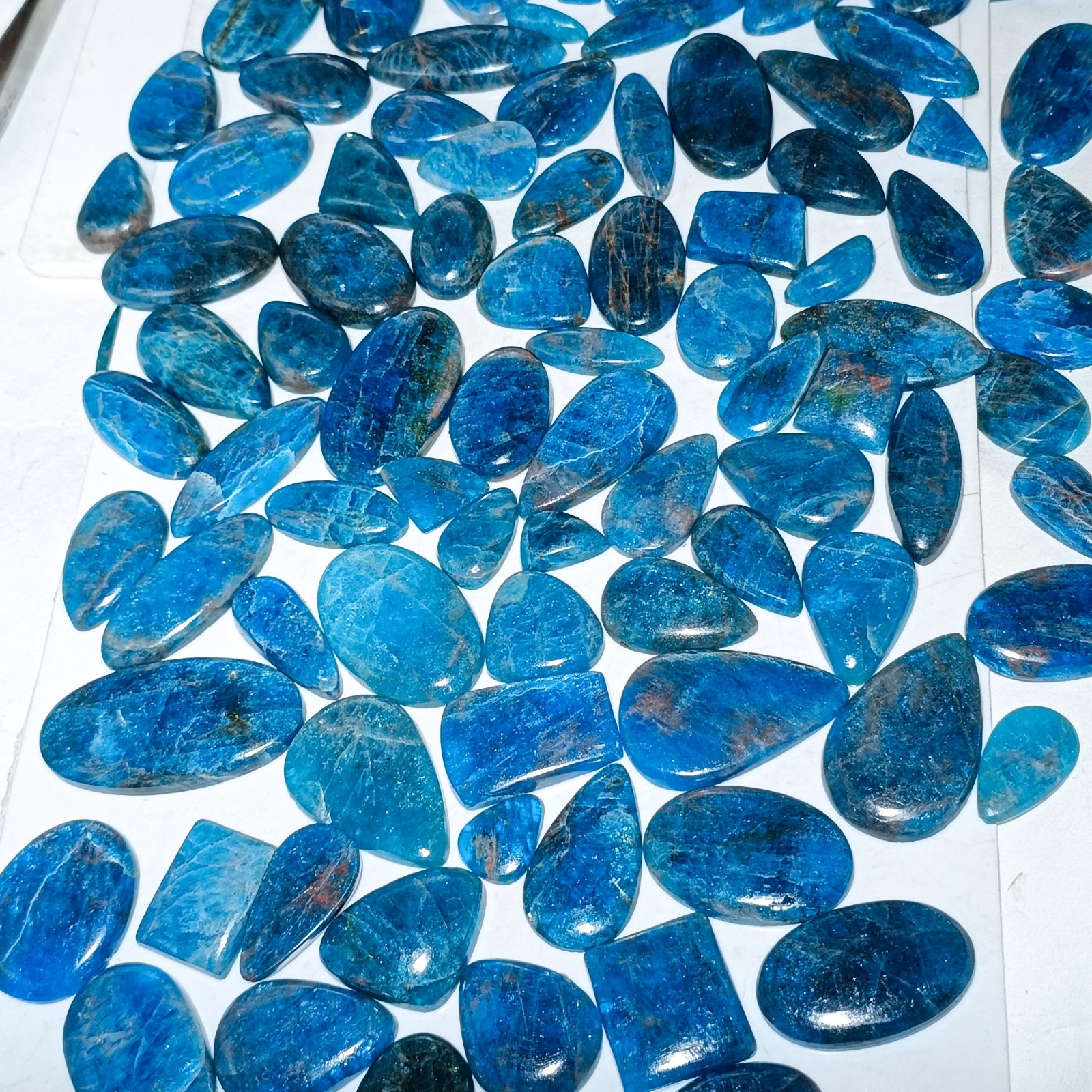 Natural Blue Apatite Polished Cabochon – Bulk Wholesale – Mixed Shapes 15–30 mm