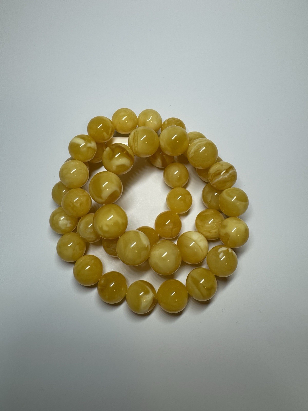 Natural Baltic Amber Butterscotch Necklace Round Beads Creamy61g59cm 14.9-13.2mm