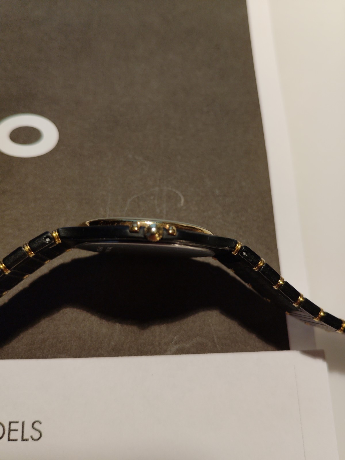 Movado The Museum Unisex Watch Black & 18 K Gold Links 1980’s Stunning
