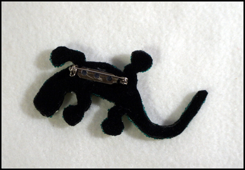 Vintage Beaded Gecko/Lizard Brooch/Pin 3 inches Long #RA885