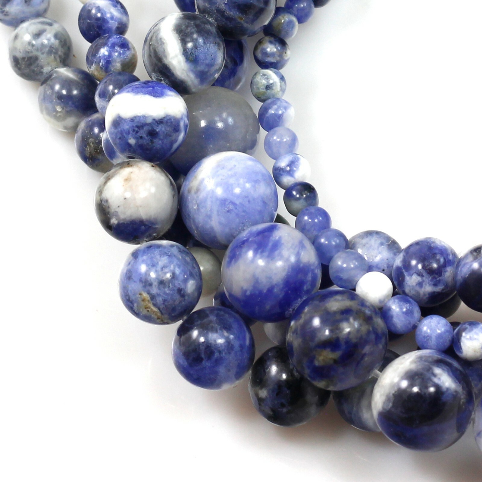 Natural Blue Sodalite Round Loose Bead 15″ Jewelry Making Free Ship Wholesale