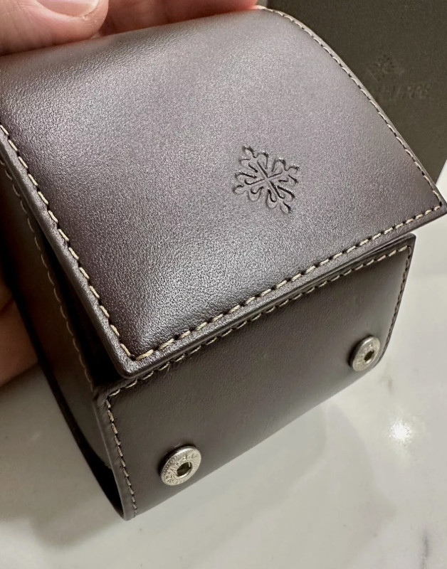 Patek Philippe Dark Brown Leather Watch Travel Case Luxury Storage Box New